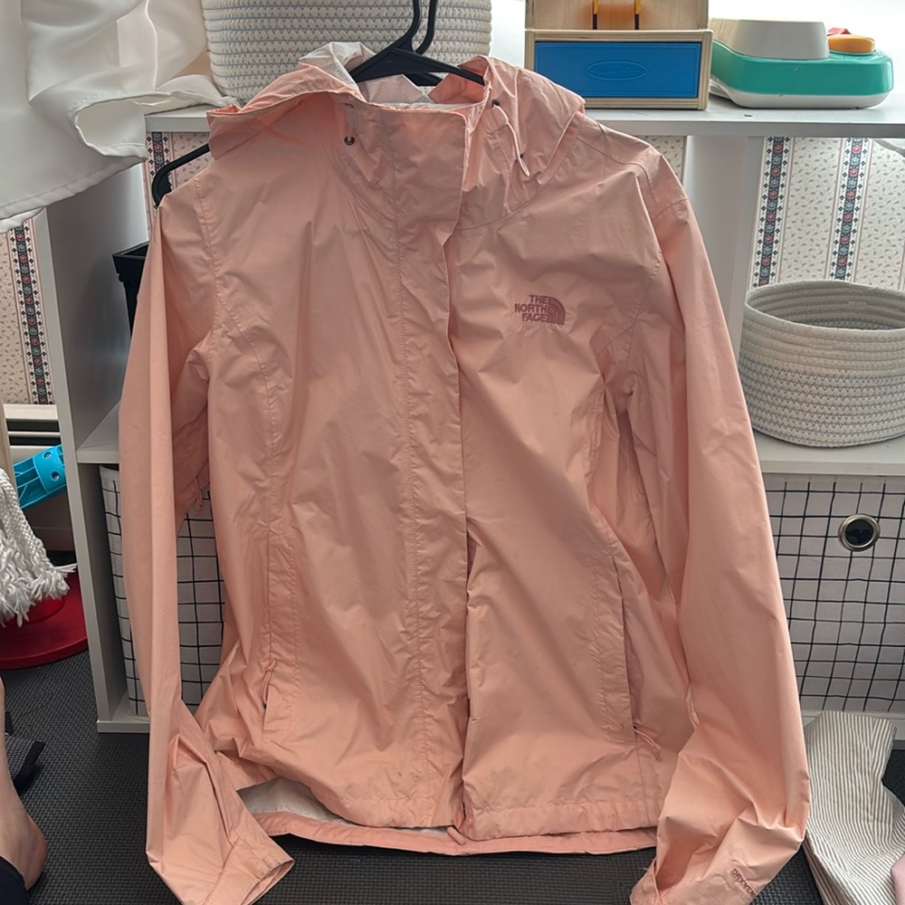 Woman’s north face rain coat - light pink
